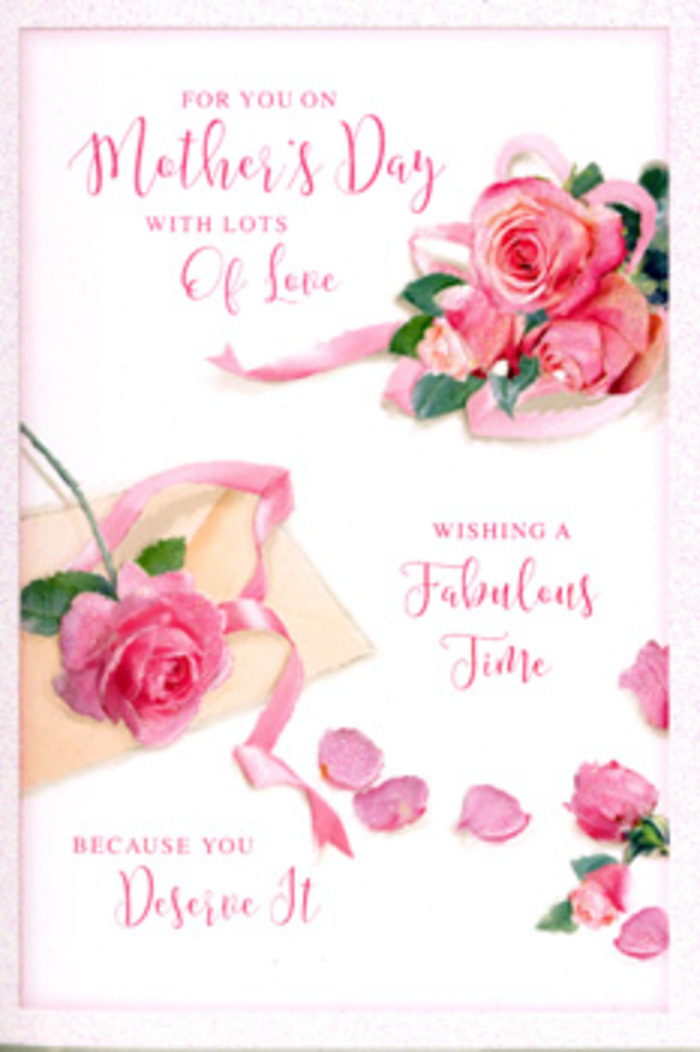 The Mother's Day card in this image has the serene charm of a carefully styled arrangement one might see in a Shepherd's Bush florist's window, yet it is entirely illustrated on paper. At its heart lies a cluster of pink roses in full bloom, each flower drawn with careful attention to the layering of petals, so that the blossoms appear almost touchable. Their colours range from porcelain blush to a more saturated rose pink, subtly blended to mimic the way real petals catch the light. Around the main group of roses, a sprinkling of loose petals drifts across the creamy background, as if a bouquet has been gently shaken out on a table somewhere just off Goldhawk Road. These scattered pieces add movement and a touch of whimsy, suggesting moments and memories shared over years. A soft, ribbon-like accent in a complementary pastel hue curls gently through the composition, echoing the way a florist might finish a hand-tied Mother's Day bouquet before sending it out for same-day delivery across W12. Flowing hand-lettered script carries a warm, appreciative message for Mum, the text looping elegantly across the card, its graceful curves mirroring the rounded edges of the petals. The lighting is gentle and diffused, reminiscent of early morning light slipping through curtains in a Shepherd's Bush flat, casting no harsh shadows, only a warm glow that makes the pinks appear even softer. Altogether, the card reads as a quiet, heartfelt tribute: a visual bouquet that feels ready to be paired with fresh flowers and presented to someone who has given years of patient care and unwavering love.